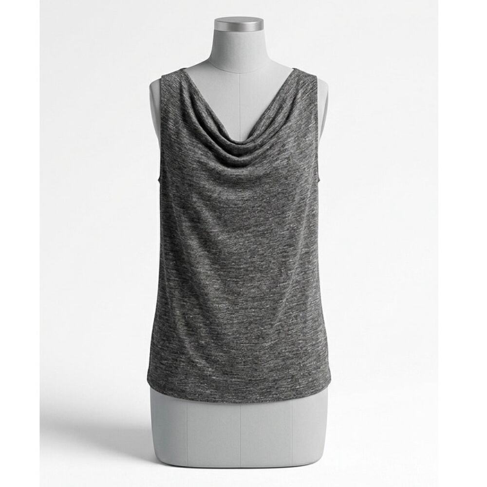 Banana Republic Mainline Charcoal Heathered Knit Cowl Neck Tank Top Size M
